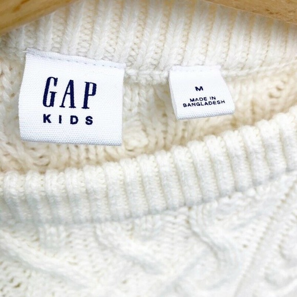 Gap Girls Pullover Sweater White Cable Knit M - Picture 6 of 7